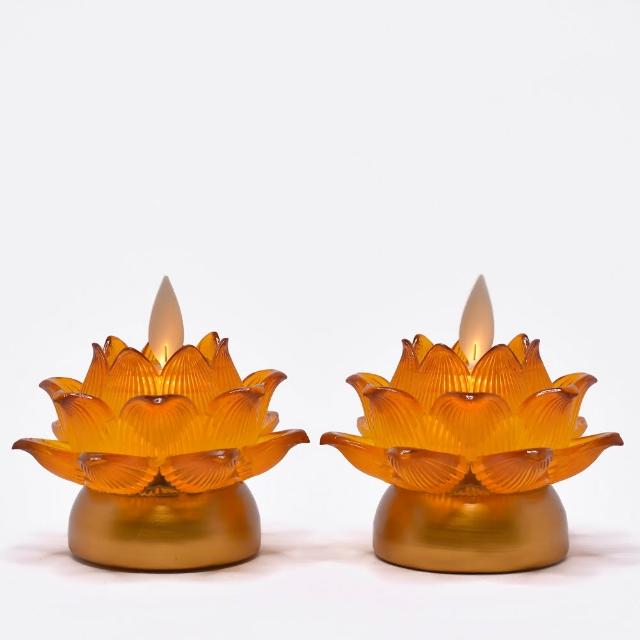 【新韻傳音】祈願心燈 電子蠟燭燈 充電式蓮花燈(最寬直徑8cm／2入組 中元普渡拜拜)
