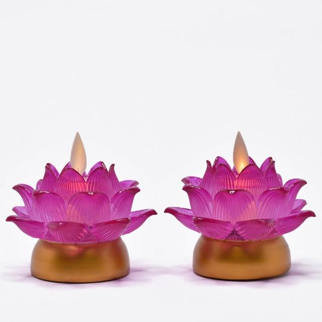 【新韻傳音】祈願心燈 電子蠟燭燈 充電式蓮花燈(最寬直徑8cm／2入組 中元普渡拜拜)
