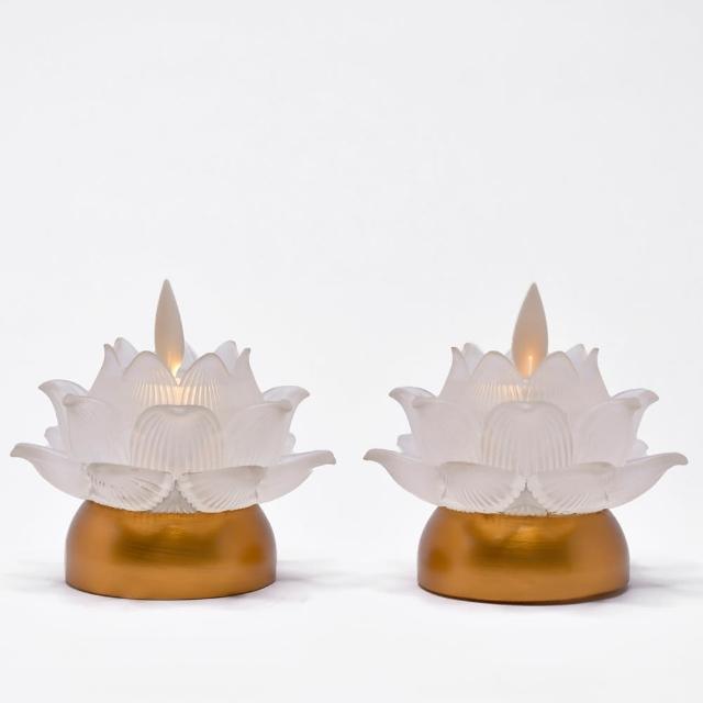 【新韻傳音】祈願心燈 電子蠟燭燈 充電式蓮花燈(最寬直徑8cm／2入組 中元普渡拜拜)