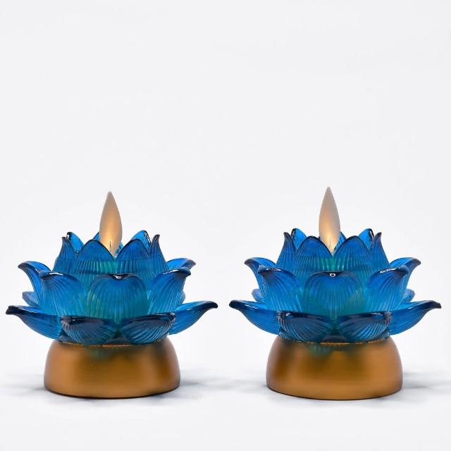 【新韻傳音】祈願心燈 電子蠟燭燈 充電式蓮花燈(最寬直徑8cm／2入組 中元普渡拜拜)