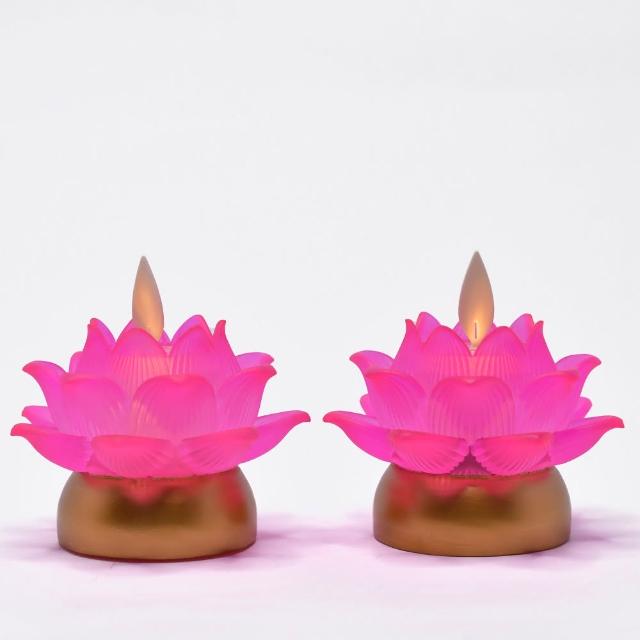 【新韻傳音】祈願心燈 電子蠟燭燈 充電式蓮花燈(最寬直徑8cm／2入組 中元普渡拜拜)
