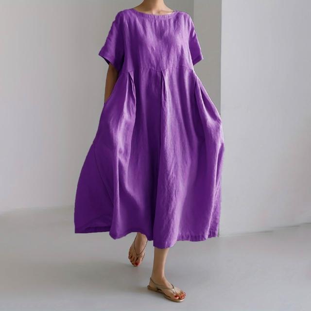 【巴黎精品】極速出貨 洋裝無袖連身裙大尺碼長裙連衣裙A字裙休閒女裝(亞麻棉麻寬鬆背心裙女裙子3款a1au5)