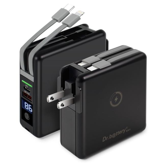 Dr.b@ttery電池王 10000mAh 15W五合一 第二代MagSafe無線充電+數顯充電頭PD快充(五合一 萬能充Pro)