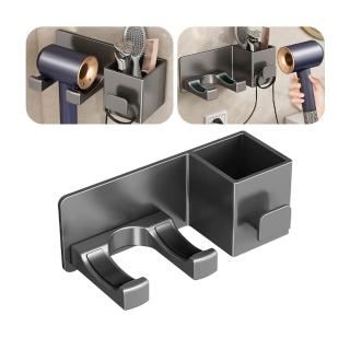 【OMG】壁掛式吹風機架 鋁合金置物架 免打孔壁掛架(免釘牆/浴室置物架/風筒架/收納架) 