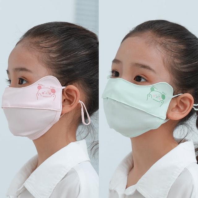 【NicoFun 愛定做】2入兒童 透氣口罩 加強護眼角 防曬 透氣口罩 布口罩(涼感科技 抗紫外線 可水洗)