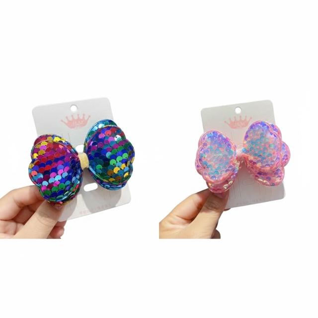 【安朵童舖】現貨韓版兒童女童亮片蝴蝶結髮圈漸變蝴蝶髮圈頭飾大腸圈