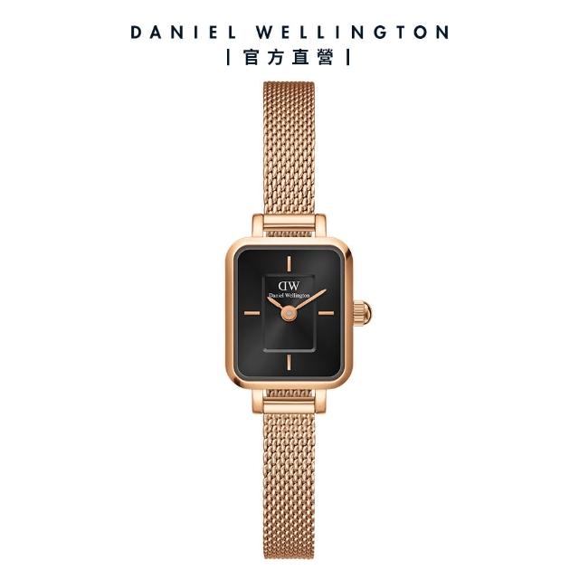 【Daniel Wellington】DW 手錶 Quadro Mini 15.4x18.2mm 方糖系列編織小方錶-樹莓黑錶盤(兩色任選)