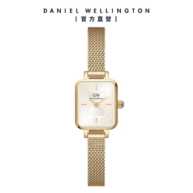 【Daniel Wellington】DW 手錶 Quadro Mini 15.4x18.2mm 方糖系列編織小方錶-香檳金錶盤(兩色任選)