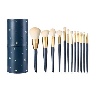 【專業彩妝】星空化妝刷具12件套-附收納筒(軟毛 粉底刷 修容 腮紅 眼影 高光刷 遮瑕刷 眉刷 眼線 暈染刷)