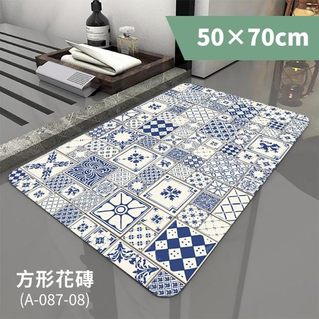 【FL生活＋】奈米硅藻土速乾防滑吸水地墊-加大款1入+特長款2入(L型廚房全覆蓋加大組)