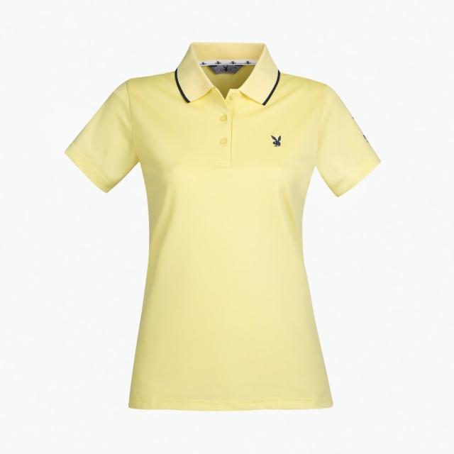 【PLAYBOY GOLF】女款70週年素面短袖POLO衫-白/黃/粉紅(吸濕排汗/抗UV/高爾夫球衫-KA23190)