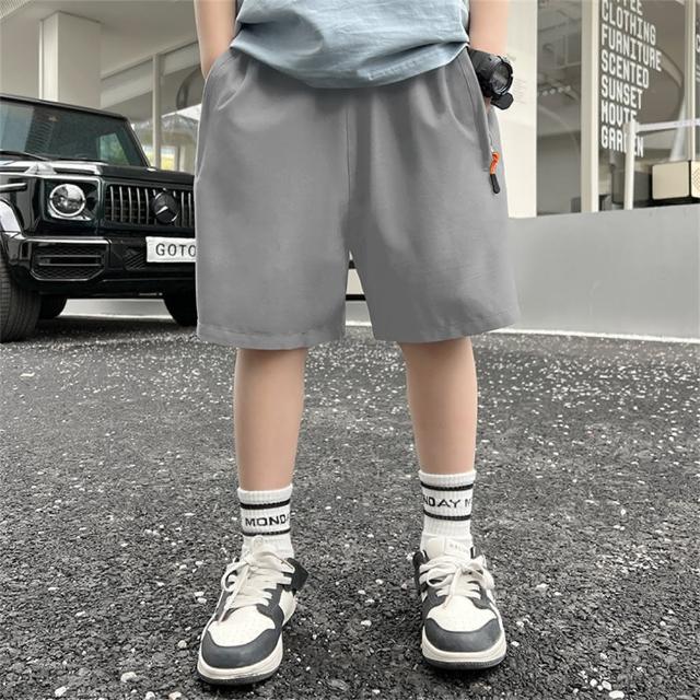 【安朵童舖】現貨韓版兒童男童冰絲涼感短褲童裝冰絲涼感短褲中大童五分褲(012/026)