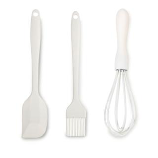11504185 OL 【料理廚房】耐高溫255度矽膠刮刀烘培工具3件組-白(奶油刮刀 打蛋器 油刷 抹刀 蛋糕 攪拌器 刷蛋液)