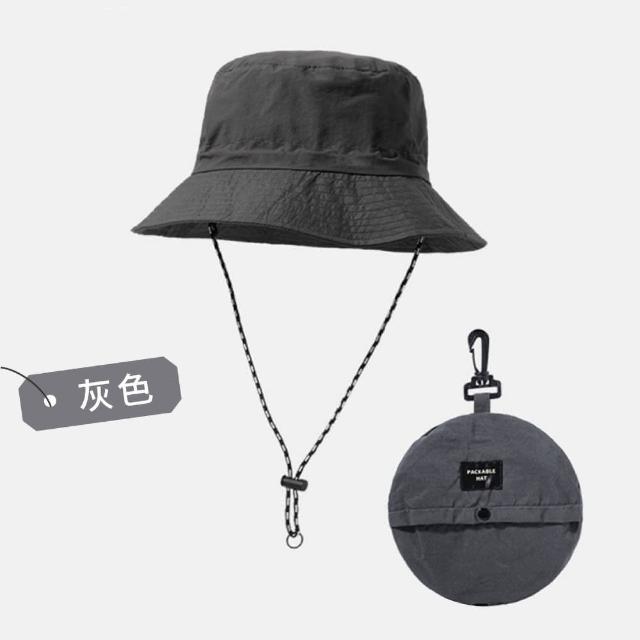 【DREAMCATCHER】抗UV防潑水摺疊漁夫帽(防風繩可調鬆緊/收納登山帽/防曬帽/出國防曬)