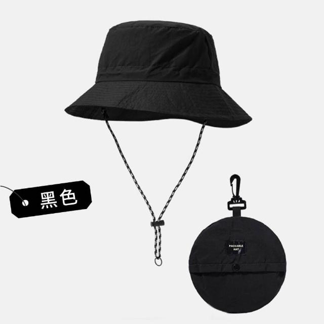 【DREAMCATCHER】抗UV防潑水摺疊漁夫帽(防風繩可調鬆緊/收納登山帽/防曬帽/出國防曬)