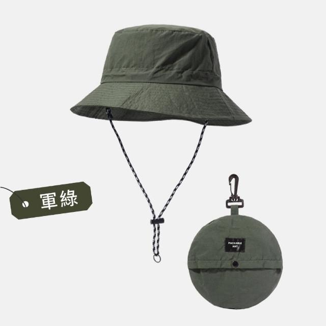【DREAMCATCHER】抗UV防潑水摺疊漁夫帽(防風繩可調鬆緊/收納登山帽/防曬帽/出國防曬)