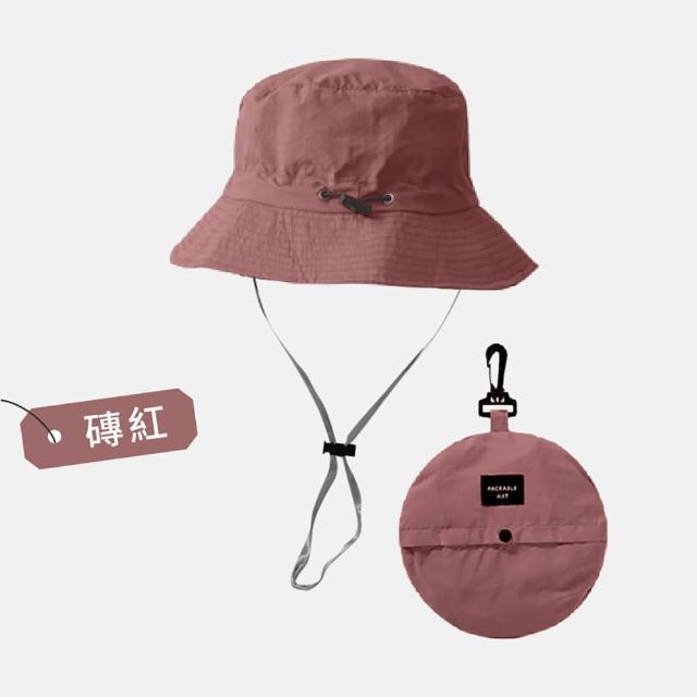 【DREAMCATCHER】抗UV防潑水摺疊漁夫帽-2入組(防風繩可調鬆緊/收納登山帽/防曬帽/出國防曬)