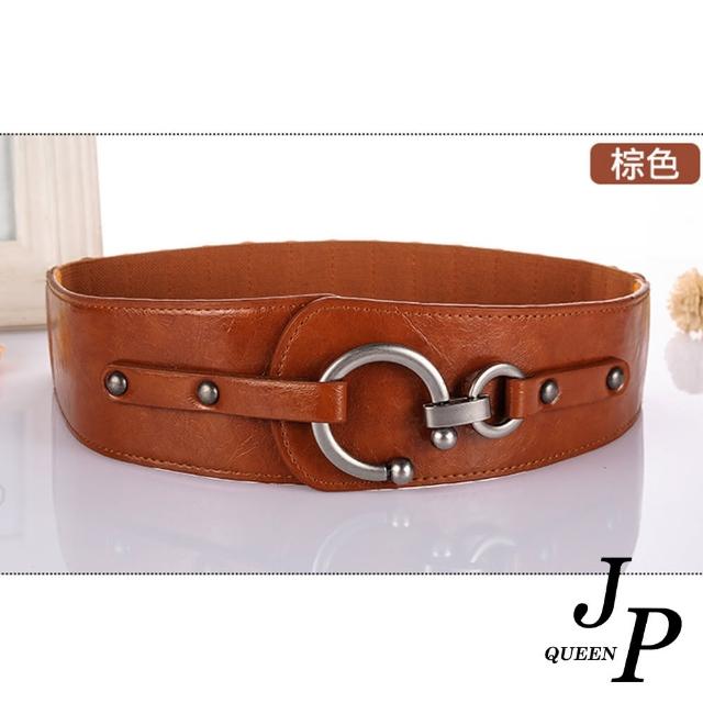 【Jpqueen】C圈扣環時尚寬版伸縮腰帶(4色可選)