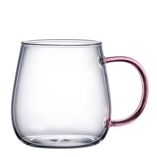 【HOME+】粉琉璃玻璃杯 2入 透明玻璃杯 咖啡玻璃杯 B-PG450P(馬克玻璃杯 水杯 禮物 對杯)