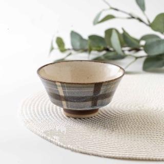 【DAIDOKORO】2入 日本製頂級美濃燒陶瓷碗13 cm 莫蘭迪藍灰色 格紋(湯碗/飯碗/碗盤/餐具/餐碗/丼飯碗)