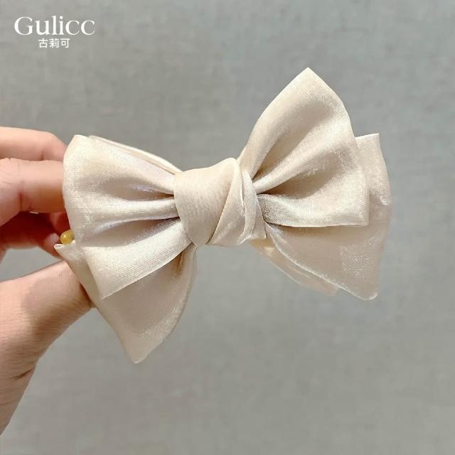 【Gulicc 古莉可】髮夾 雙面 網紗 蝴蝶結 丸子夾(7夕情人節 生日 髮飾 頭飾 鯊魚夾 抓夾 禮物)