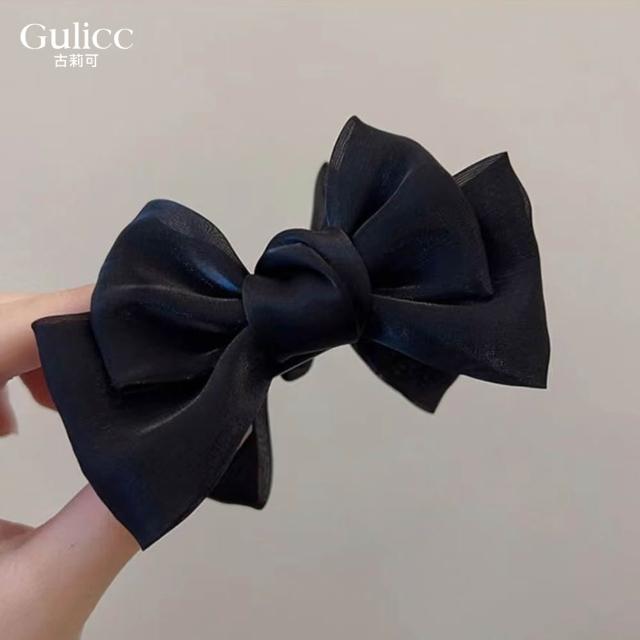 【Gulicc 古莉可】髮夾 雙面 網紗 蝴蝶結 丸子夾(7夕情人節 生日 髮飾 頭飾 鯊魚夾 抓夾 禮物)