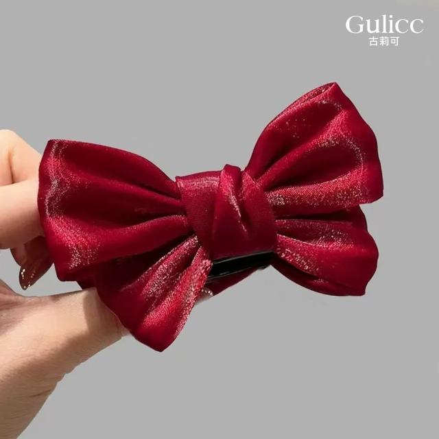 【Gulicc 古莉可】髮夾 雙面 網紗 蝴蝶結 丸子夾(7夕情人節 生日 髮飾 頭飾 鯊魚夾 抓夾 禮物)