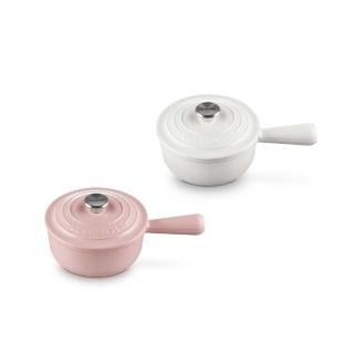 【Le Creuset】琺瑯鑄鐵鍋單柄醬汁鍋16cm(甜心粉-鋼頭)