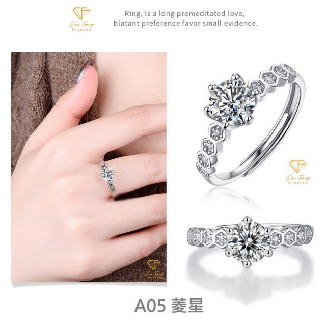 【CF Diamond】閃耀動人 1克拉 莫桑鑽系列(戒指 女戒 鑽戒 項鍊 耳環  生日禮物 求婚)