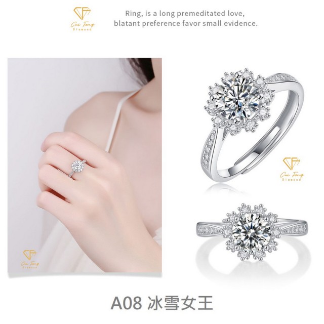 【CF Diamond】閃耀動人 1克拉 莫桑鑽系列(戒指 女戒 鑽戒 項鍊 耳環  生日禮物 求婚)