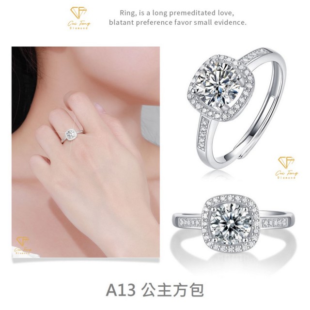 【CF Diamond】閃耀動人 1克拉 莫桑鑽系列(戒指 女戒 鑽戒 項鍊 耳環  生日禮物 求婚)