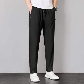 【JP服飾】現貨-L-8XL大尺碼休閒長褲 薄款運動長褲 束腳褲 涼感褲 直筒褲(L-8XL加大尺碼 束口/平口 2219)