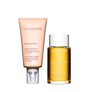 【CLARINS 克蘭詩】撫紋霜175ml+輕盈排水油100ml(撫紋輕盈組/護膚油/天然植萃)
