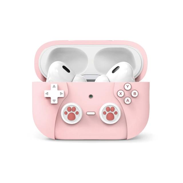 【AHAStyle】AirPods Pro 2代 搖桿造型 超厚防摔矽膠保護套 可愛貓掌