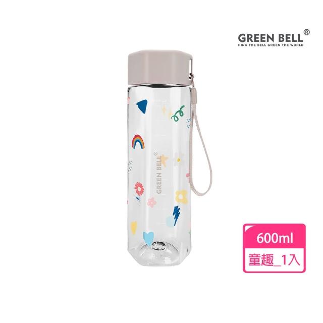 【GREEN BELL 綠貝】600ml手提多邊水壺-花森/童趣2款任選(隨行 輕巧 提帶 野餐 開學 運動 不含塑化劑)