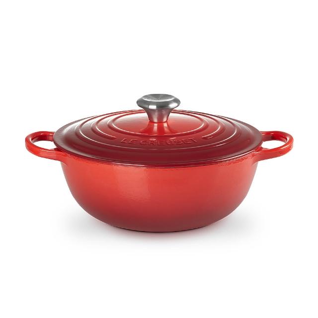 【Le Creuset】琺瑯鑄鐵鍋媽咪鍋26cm(肉豆蔻/貝殼粉/櫻桃紅/火焰橘)