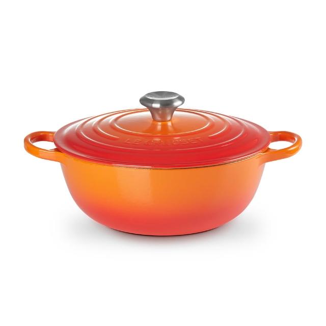 【Le Creuset】琺瑯鑄鐵鍋媽咪鍋26cm(肉豆蔻/貝殼粉/櫻桃紅/火焰橘)