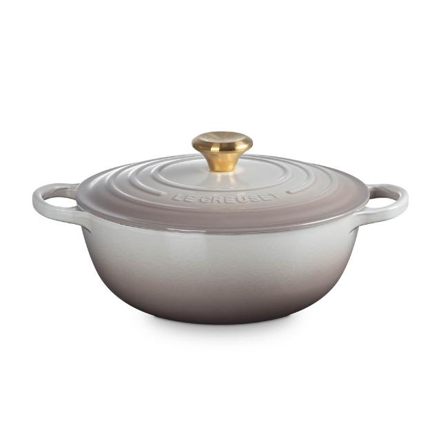 【Le Creuset】琺瑯鑄鐵鍋媽咪鍋26cm(肉豆蔻/貝殼粉/櫻桃紅/火焰橘)