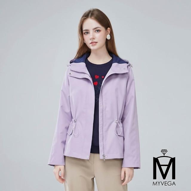 【MYVEGA 麥雪爾】出清品 MA防風挺版抽繩連帽風衣外套-共四色(連帽外套/風衣/防風/冬季大衣/女外套)