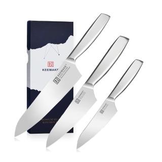 11889652 OL 【日本極KEEMAKE】日本極 高碳鋼 輕巧極緻一體構造 不鏽鋼刀-3入組(三德+蔬果小刀+牛刀)