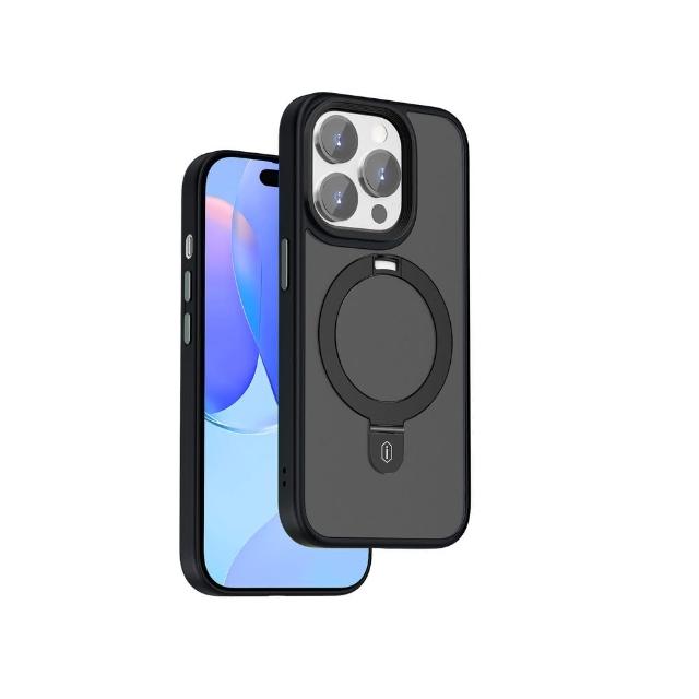 【WiWU】iPhone 15 6.1吋 展翼鋁合金支架 磁吸手機殼(四角氣囊防護 彈性支架角度)
