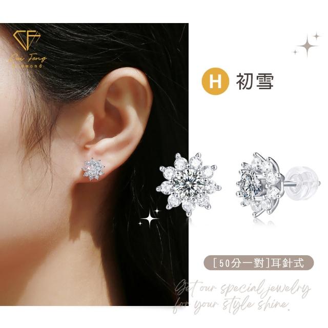 【CF Diamond】莫桑鑽 耳環 耳釘 系列(雙11 送禮首選 鑽石 生日禮物 耳勾 耳飾 耳墜 )
