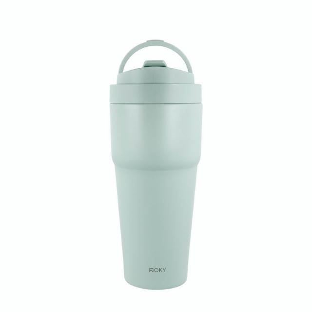 【WOKY 沃廚】2入 渾圓杯 鈦陶瓷款770ml-附彈跳跟矽膠吸管(隨行杯/吸管杯/飲料杯/保溫杯/保溫瓶)