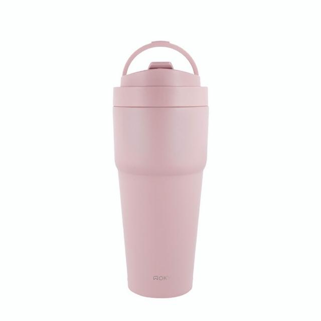 【WOKY 沃廚】2入 渾圓杯 鈦陶瓷款770ml-附彈跳跟矽膠吸管(隨行杯/吸管杯/飲料杯/保溫杯/保溫瓶)