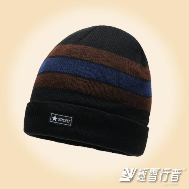 【極雪行者】SW-TW3三條紋內加厚絨毛編織反摺保暖帽(冬季/保暖/滑雪)