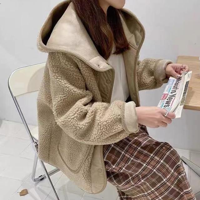 【MsMore】日韓兩面穿外套超厚羊羔毛感加絨加厚長袖寬鬆保暖中長版#119961(5款任選)