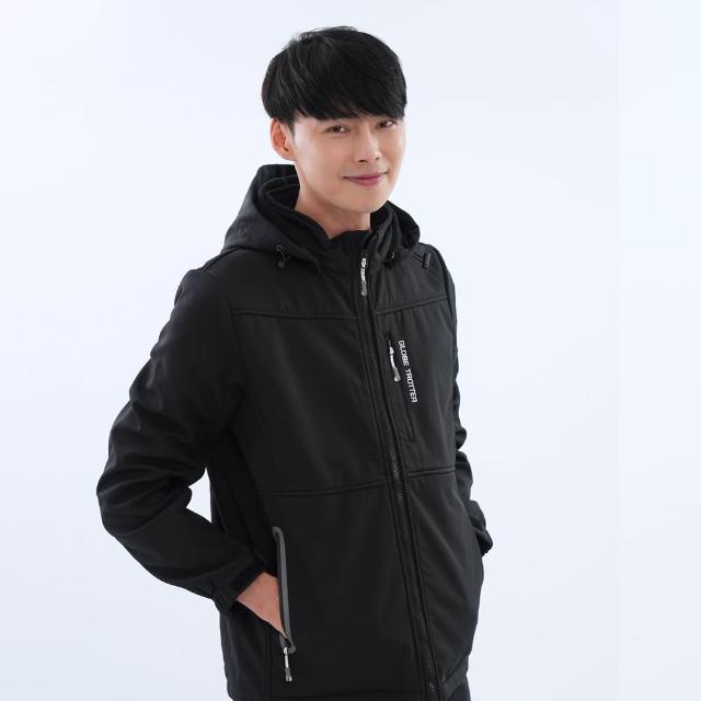 【遊遍天下】男款GlobeTex防水防風保暖刷毛軟殼外套 夜幕綠(登山騎車 M-5L 大尺碼)