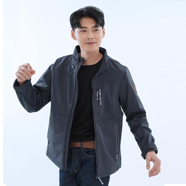 【遊遍天下】男款GlobeTex防水防風保暖刷毛軟殼外套 夜幕綠(登山騎車 M-5L 大尺碼)