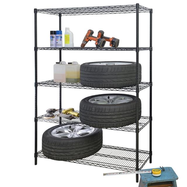 【居家cheaper】荷重型 烤黑 46X121X210CM 五層置物架(每層耐重100KG 層架鐵架 置物架 貨架)