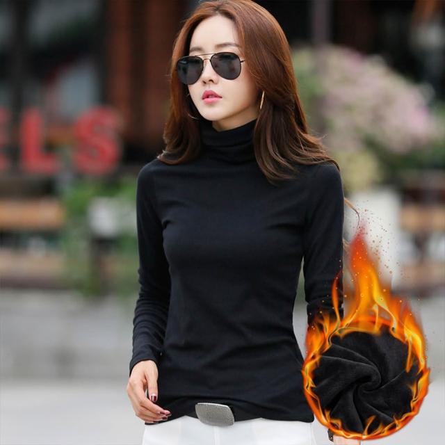 【TengYue】買一送一 男女款輕磨毛彈性保暖高領發熱上衣(發熱衣 保暖衣 內搭上衣 長袖上衣)